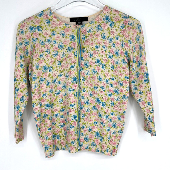 Augus Silk Cardigan Women S Floral Cottage Prairie Feminine Easter Pastel Spring - Picture 1 of 7